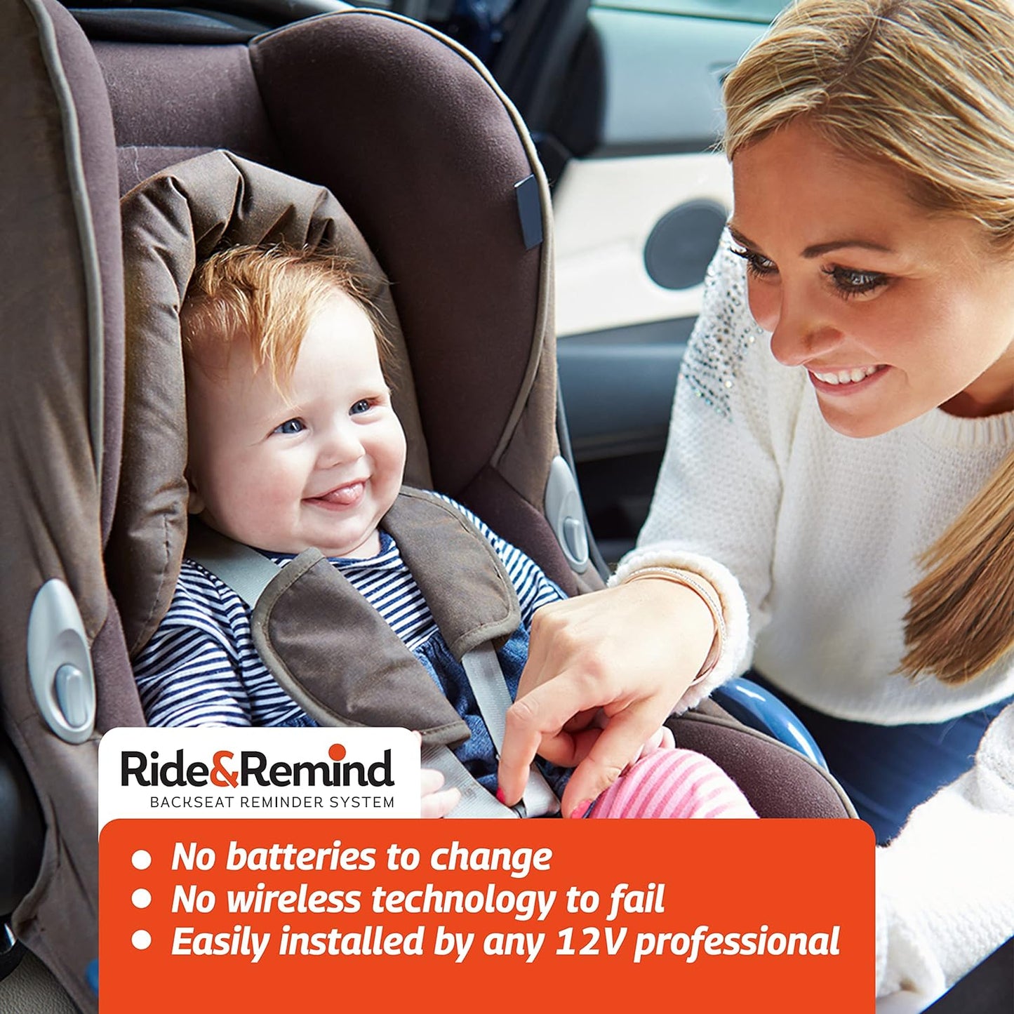 RideNRemind - Back Seat Reminder System - Baby Car Seat Reminder Alarm - Perfect for Children & Pets